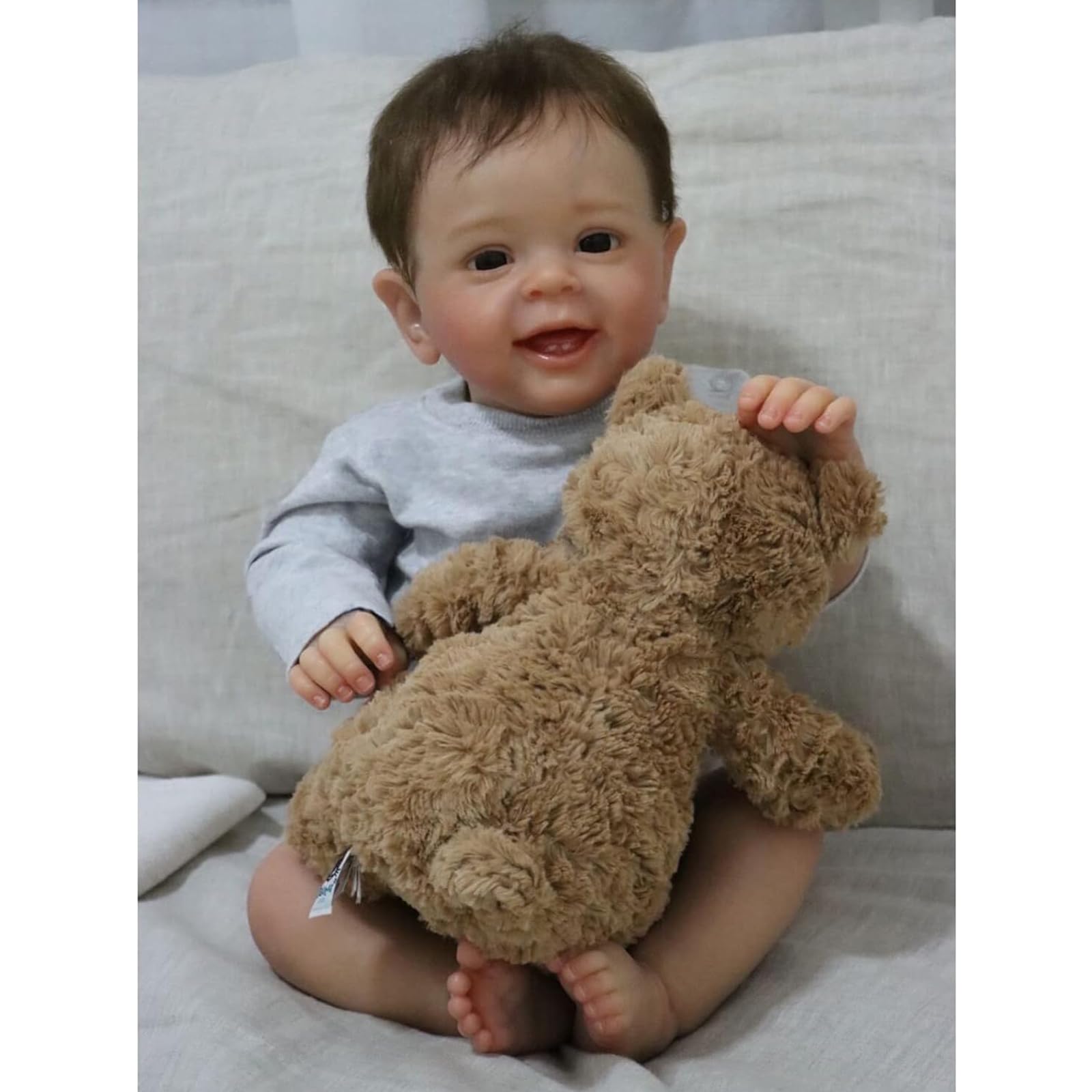 ZIYIUI Bambole Reborn bambino 22 Pollici 55 Centimetri Realistico Neonato Silicone Morbido Bambole Reborn Ragazzo occhi aperti