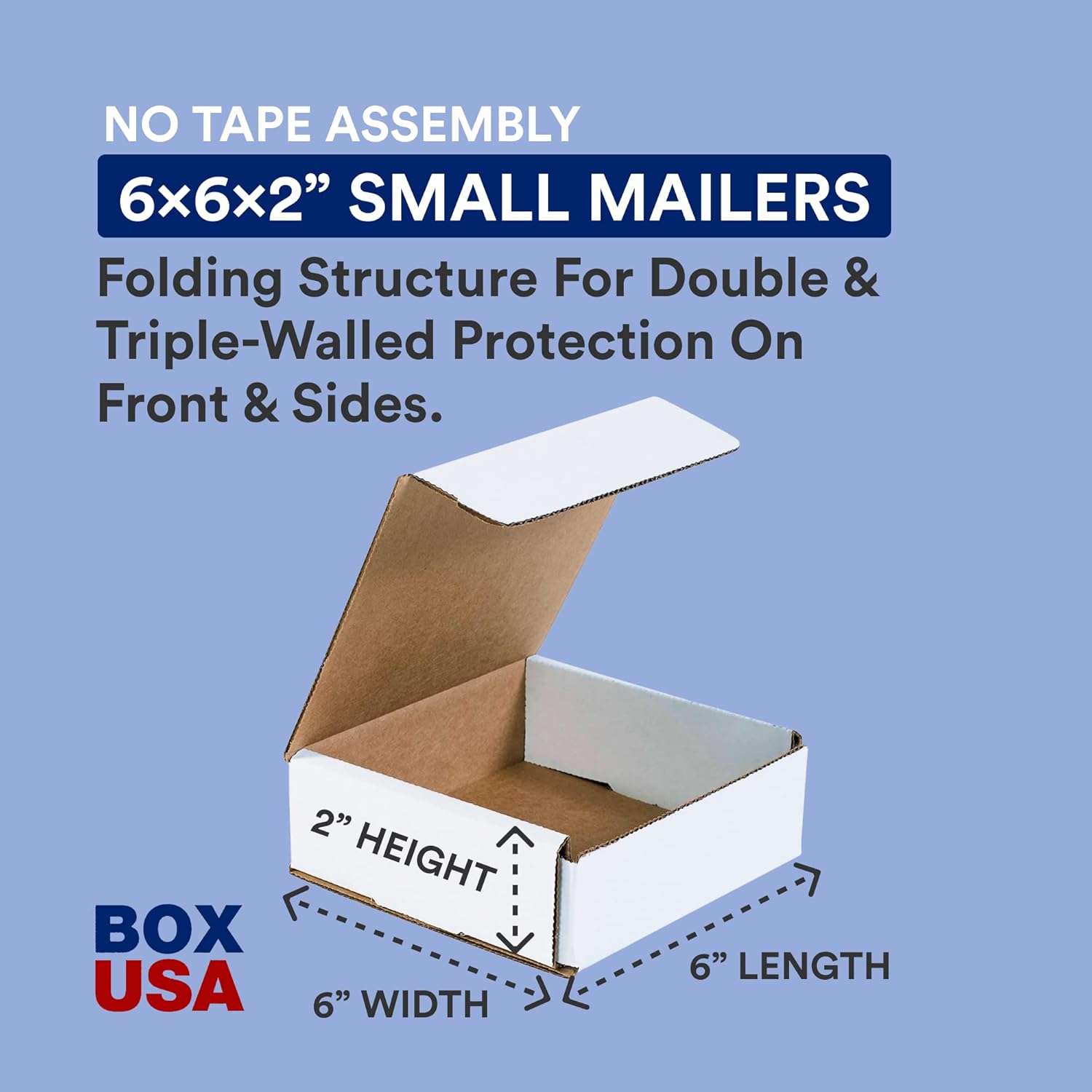 BOX USA Shipping Boxes Small 6"L x 6"W x 2"H, 50-Pack | Corrugated Cardboard Box for Packing, Moving and Storage
