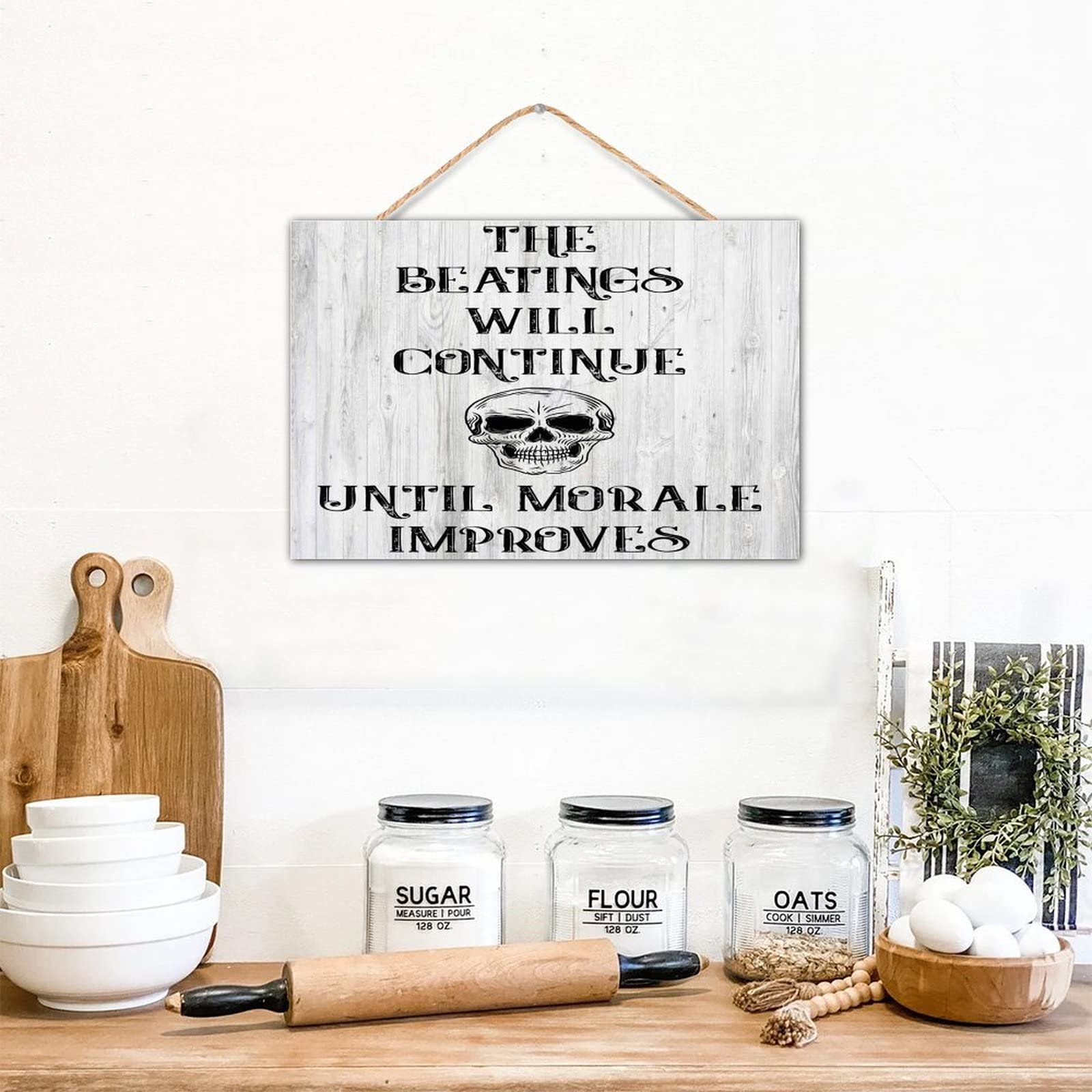 Annekilly Targa In Metallo Vintage Con Scritta Inglese – "The Beatings Will Continue Until Morale Enhancings" – 30,5 X 20,3 Cm, Per Bar, Garage, Casa - 3