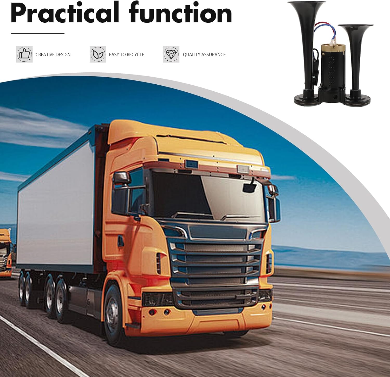 Electric Air Horn Kit 135db Loud Impact Train Horn for Cars Trucks Motorcycles 24v Black Universal Boat Signal Safety Alarm