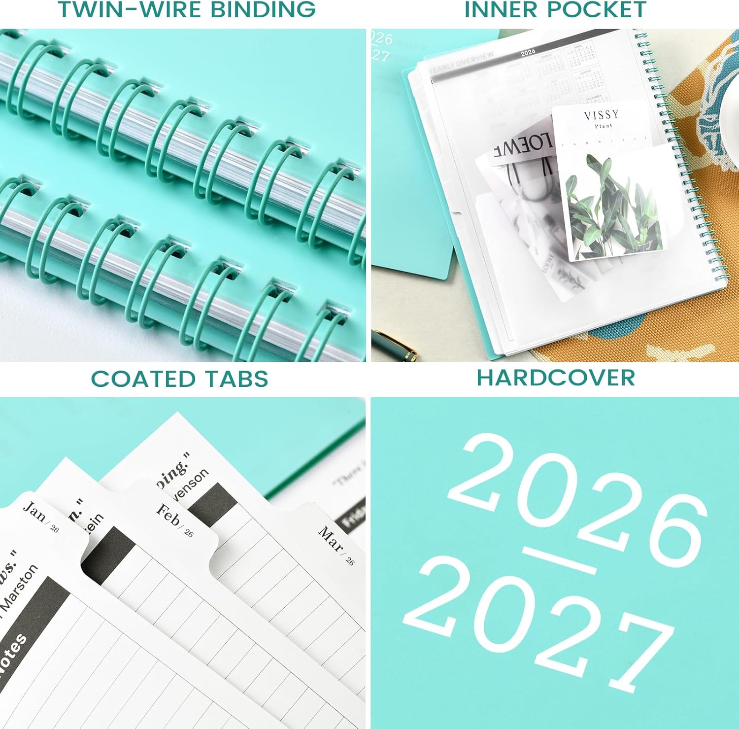 Monthly Planner 2026-2027 - Planner 2026, 9'' x 11'', 24 Months from JANUARY 2026 to DECEMBER 2027, Monthly Calendar with Tabs, Inner Pocket - Image 6