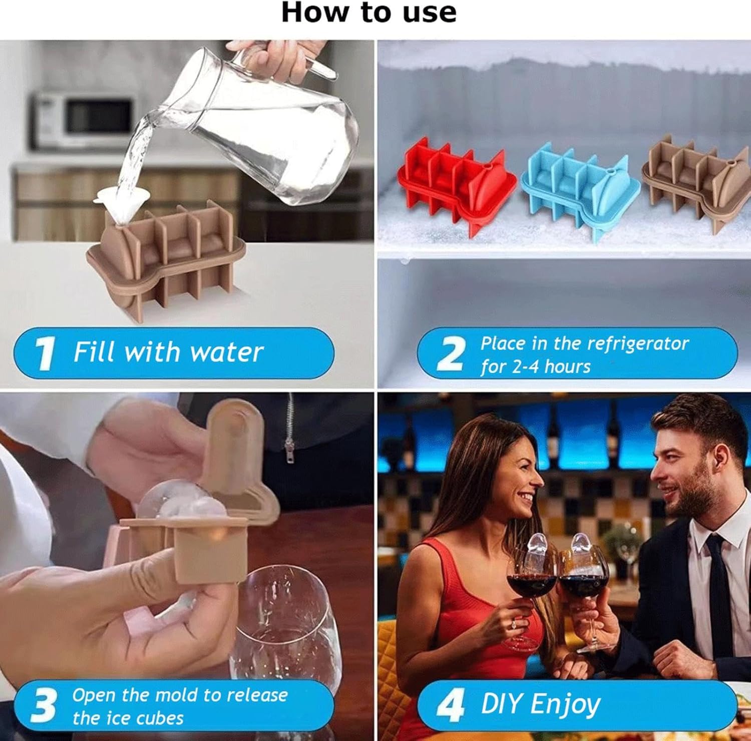 Fun Shapes Of Ice Molds, 3D Ice Cube Making Mold Tray - Ice Cube Molds for Home Bar Whiskey Cocktails Beverages Iced Tea,5Pcs