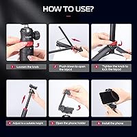 Vista 6 de ULANZI MT-44 - Trípode extensible para teléfono de 59", bastón para selfie de 360° con clip para teléfono 2 en 1, trípode de cámara con cabeza