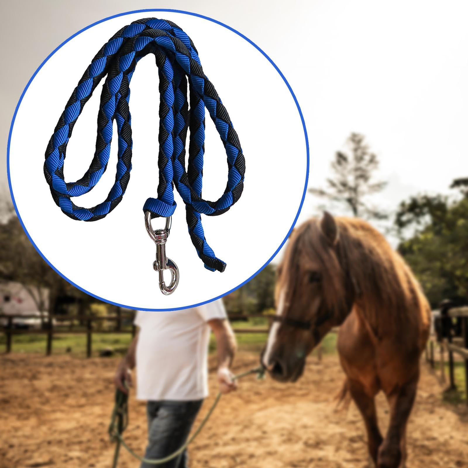 perfk Corda per Cavallo con moschettone Attrezzatura equestre Guinzaglio Durevole per Corda per Cavallo Intrecciata per Bestiame, .5 Metri