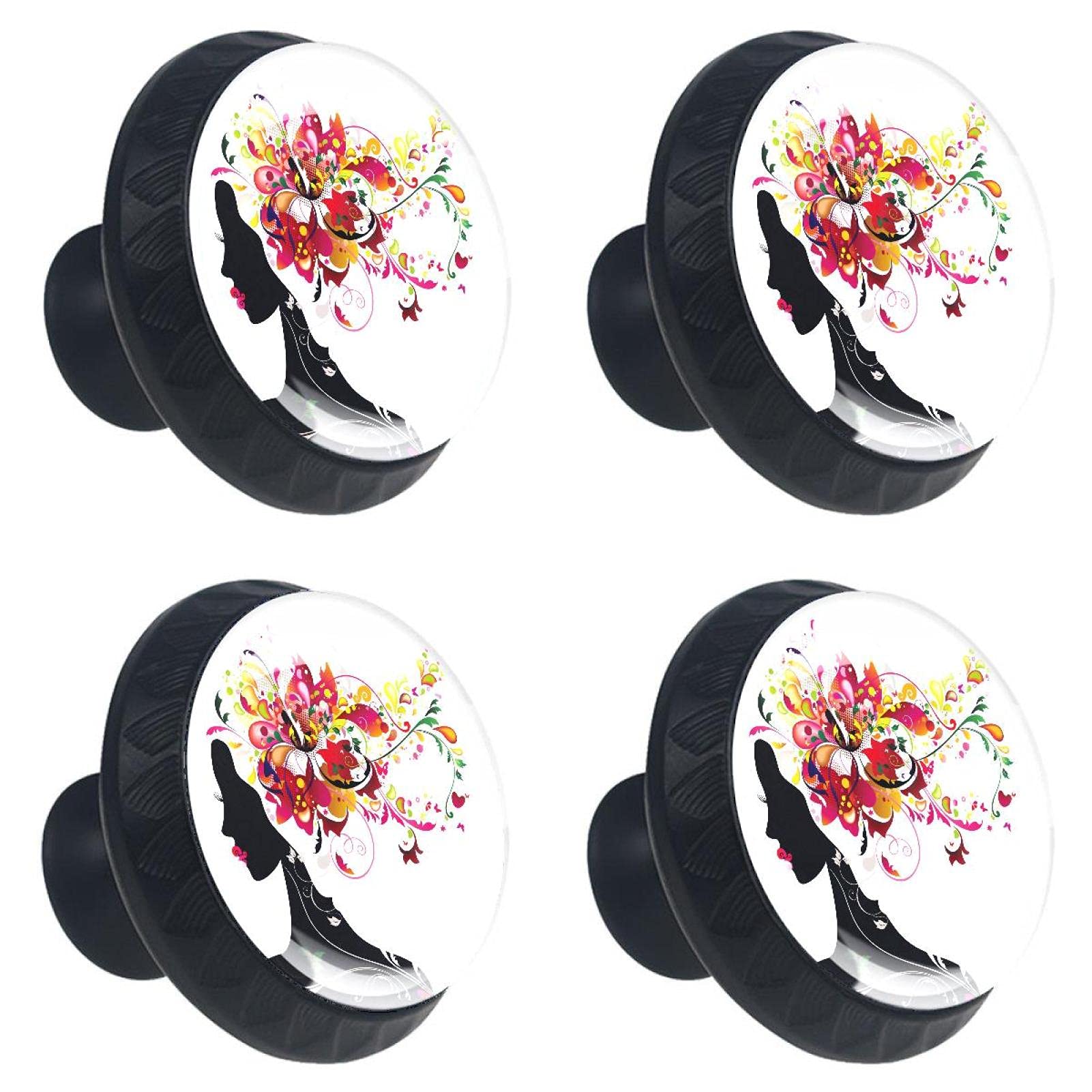 Boutons de tiroir en verre motif papillon de 30 mm avec vis pour mobilier enfant