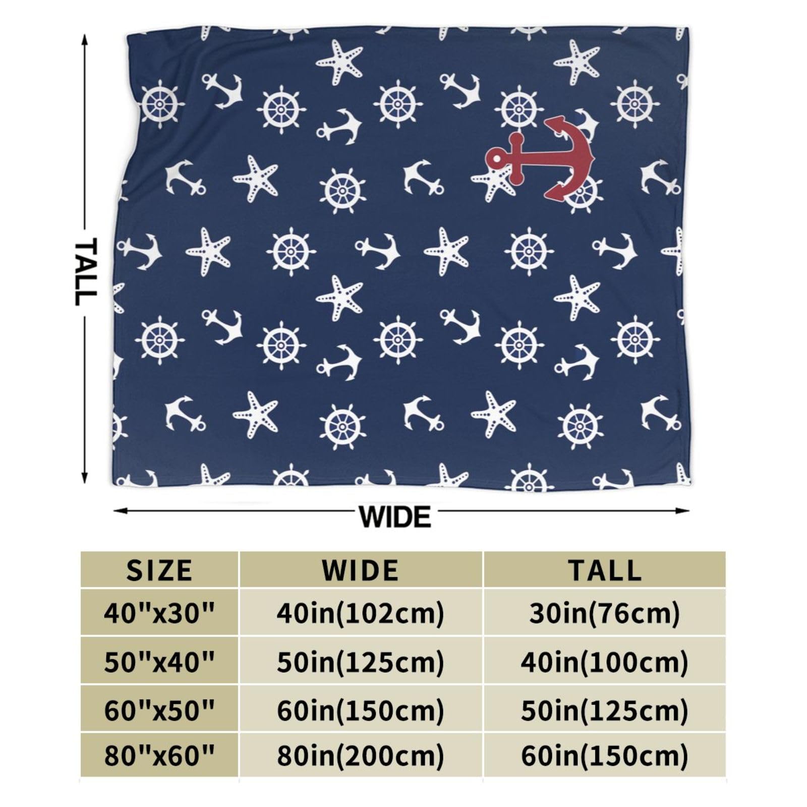 Nautische Anker-Decke Aus Weichem Fleece – 127 X 101,6 Cm, Gemütlich & Warm, Perfekt Für Sofa Oder Als Geschenk