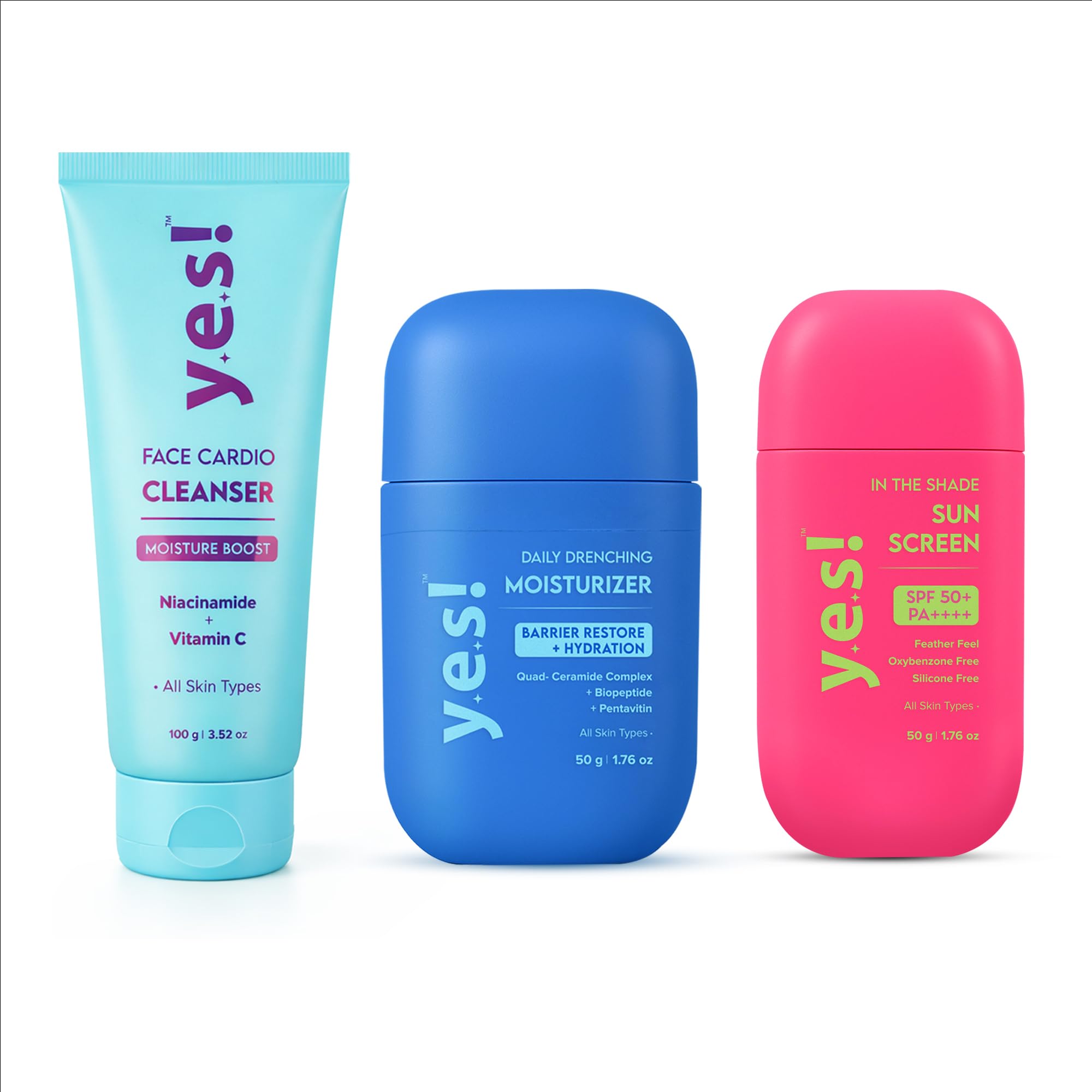 Face Cardio Cleanser(100g) with, In The Shade Sunscreen(50g) with SPF50+ PA++++ & Daily Drenching Moisturizer(50g), Alcohol & Silicone Free Korean Skincare Combo for All Skin Types-image-32