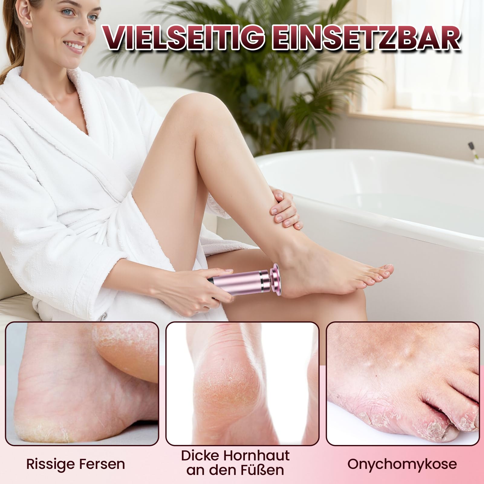 Dermaglide - Eliminador de callos eléctrico, 2 en 1, juego de pedicura para el cuidado de los pies, con pantalla LCD de 9 velocidades ajustables, Dermaglide para talones agrietados, durezas (polvo de