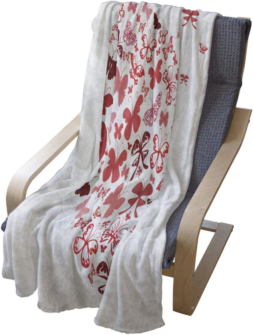Lunarable Love Throw Blanket, Butterfly Heart for Valentine's Day Anniversary Illustration Celebration Theme Art, Flannel Fleece Accent Piece Soft Couch Cover for Adults, 50" x 60", Coral Ruby