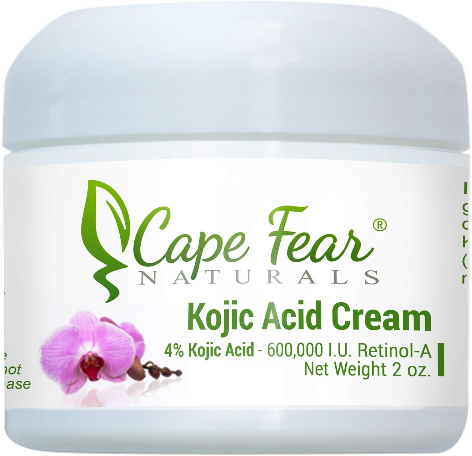 Kojic Acid Cream - Natural Skin Lightener, Even Skin Tones - 2oz jar, 4% Kojic Acid