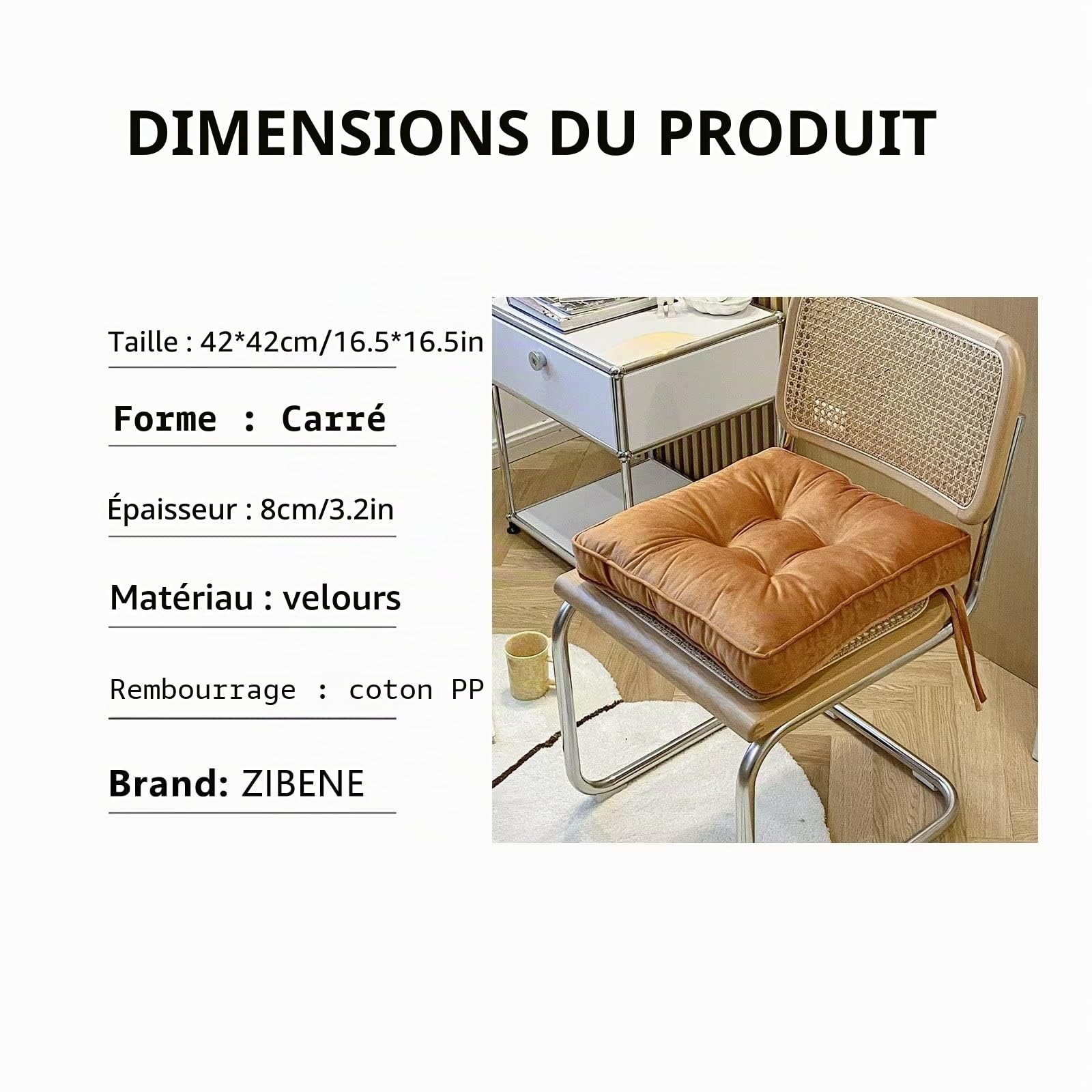 Coussin Epais Pour Chaise Lot De 4, Galette De Chaise 40x40 Carré, Ultra Epais Coussin De SièGe De Chaise De Salle à Manger, Tissu DéLicat Velours Durable pour Une Utilisation à Long Terme Gris Clair