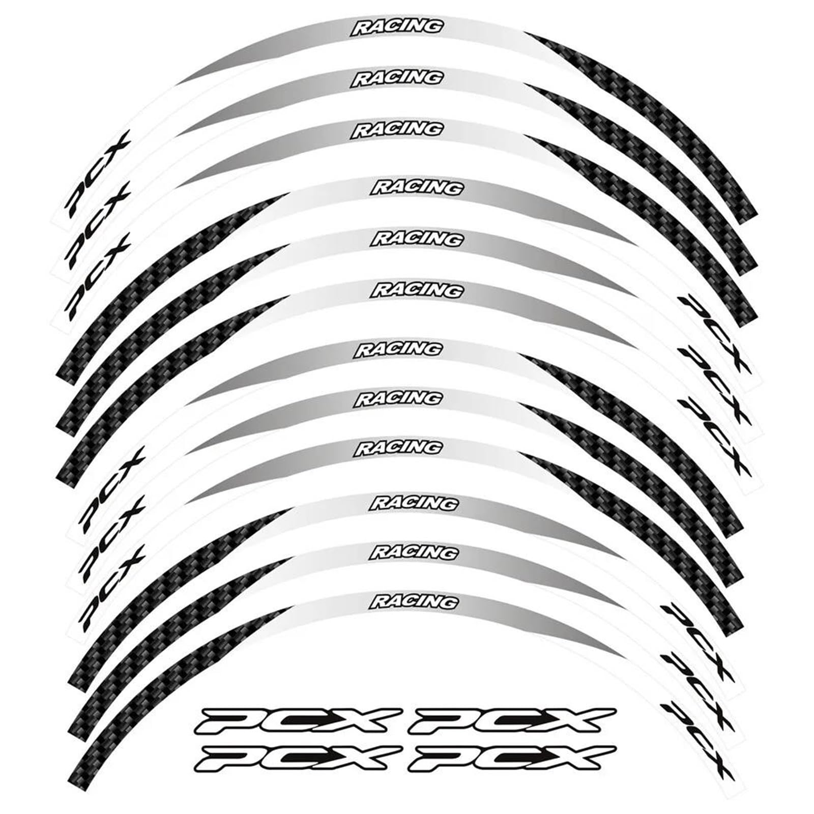 14" 13" Wheel Reflective Rim Vinyl Sticker Decal for PCX 125 150 160 Motos Stickers(Color28)