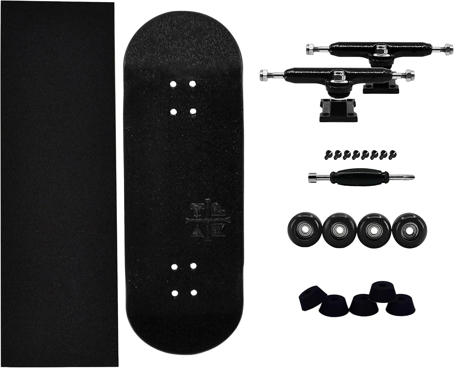 Teak Tuning Prolific Complete 32mm Fingerboard with Prodigy Trucks - Pre-Assembled - All Blacks Edition - Upgraded Components, Pro Board Shape and Size, Bearing Wheels, and Locknuts