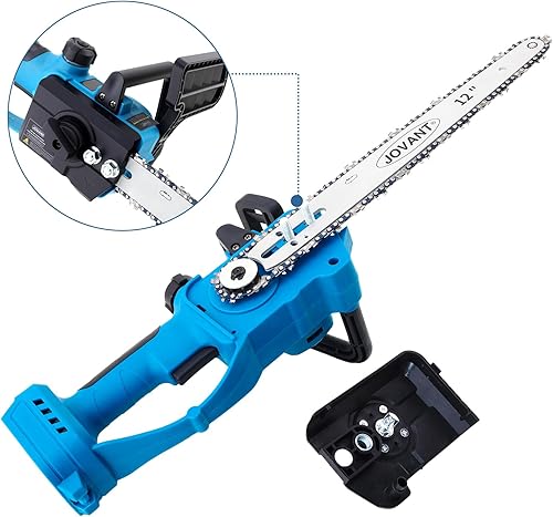 Miniatura 4 de JOVANT Motosierra máxima de 20 V con 1 batería y cargador Max20V-4Ah, motosierra inalámbrica con barra de 12 pulgadas, sierra de cadena de batería