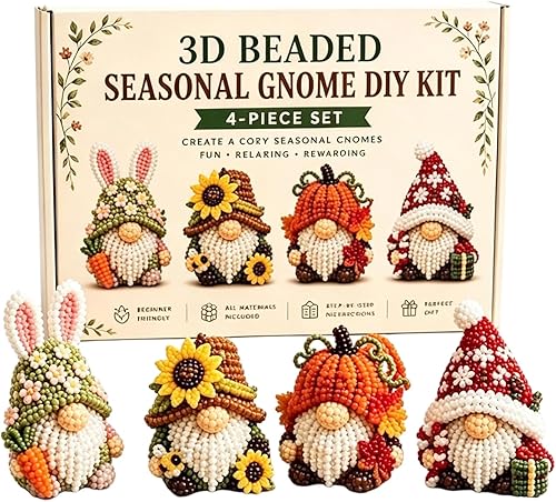 3D Beaded Animal Kit 2026 Limited Edition 3D Animal Beaded Gnome DIY Kit 4Pcs Gn