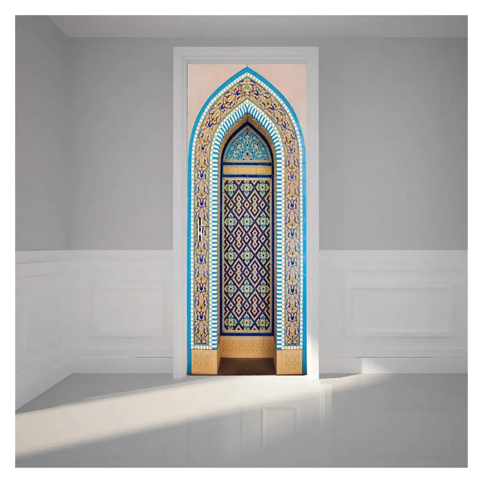Sticker mural porte Mecque en PVC premium décoration murale salon haute résolution