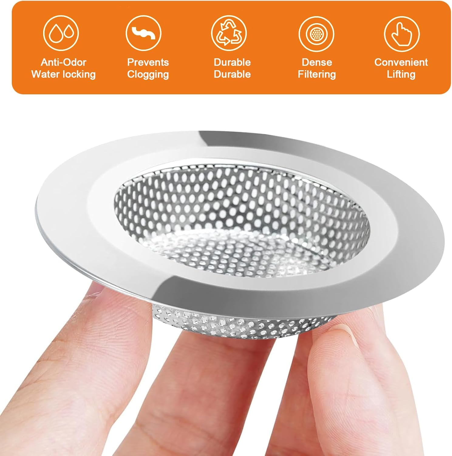 2 Pcs Kitchen Sink Strainers Applicable to Most Sink Drain Baskets, Featuring an Upgraded Double-Layer Safe Design (Outer Diameter: 4.5 Inch)