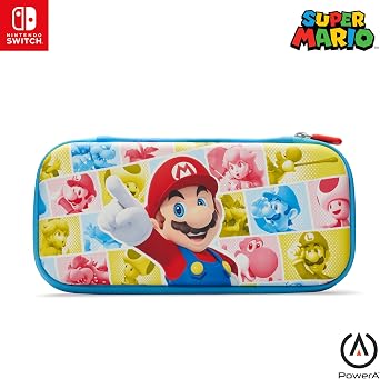PowerA Protection Case for Nintendo Switch, Switch Lite & OLED Model, Hard Shell Protective Pouch with Carry Handle and 9 Game Cards Storage, Official Mario Pop