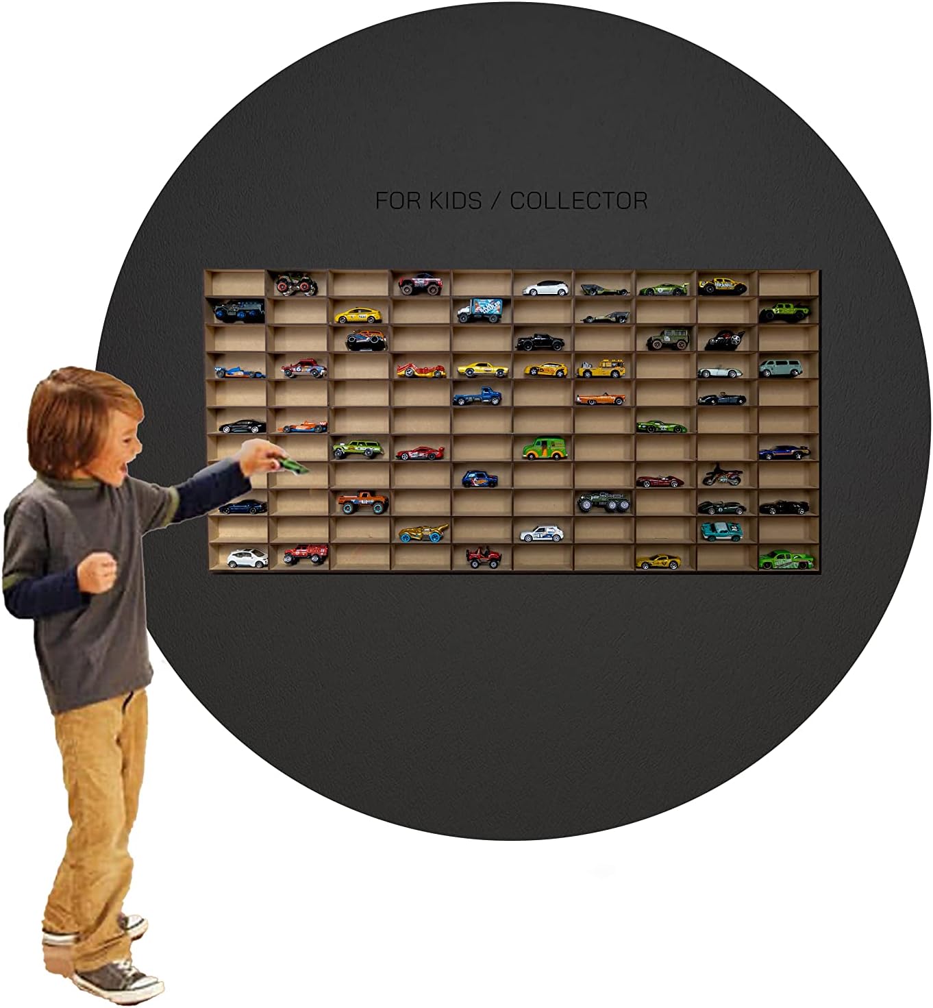 ALEJANDRO CORTES Designer Premium Display Case MDF Storage Organizer Wall Mount Cabinet (110 Compartments) for 1:64 Scale Cars – Natural Wood