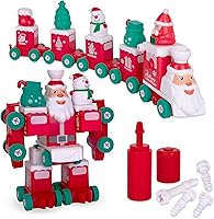 Vista 1 de ArtCreativity Juguete transformador de Papá Noel, 73 piezas con función de construcción STEM, juguete de tren de Papá Noel para niños de 5, 6, 7, 8
