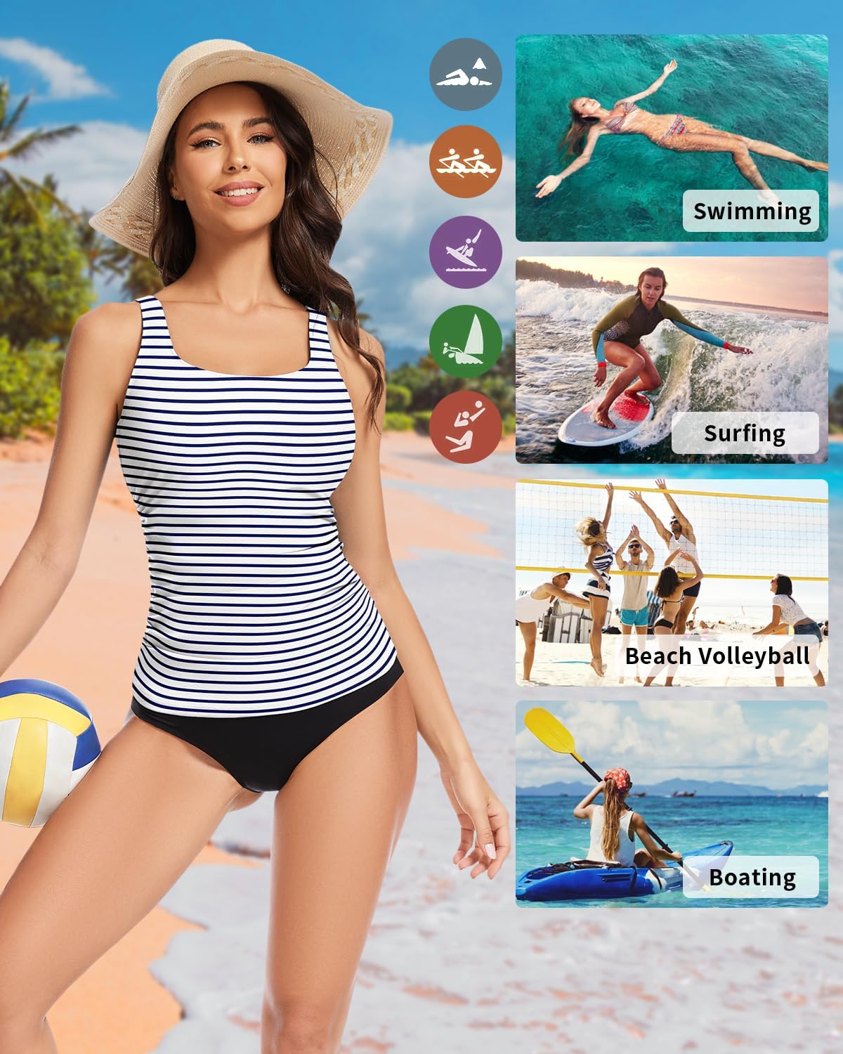 Soneven Women's Swim Shirt UPF 50+ Ruffle Sleeve Rash Guard UV Sun Protection Swimsuit Top Bathing Suit No Bottom - Image 6