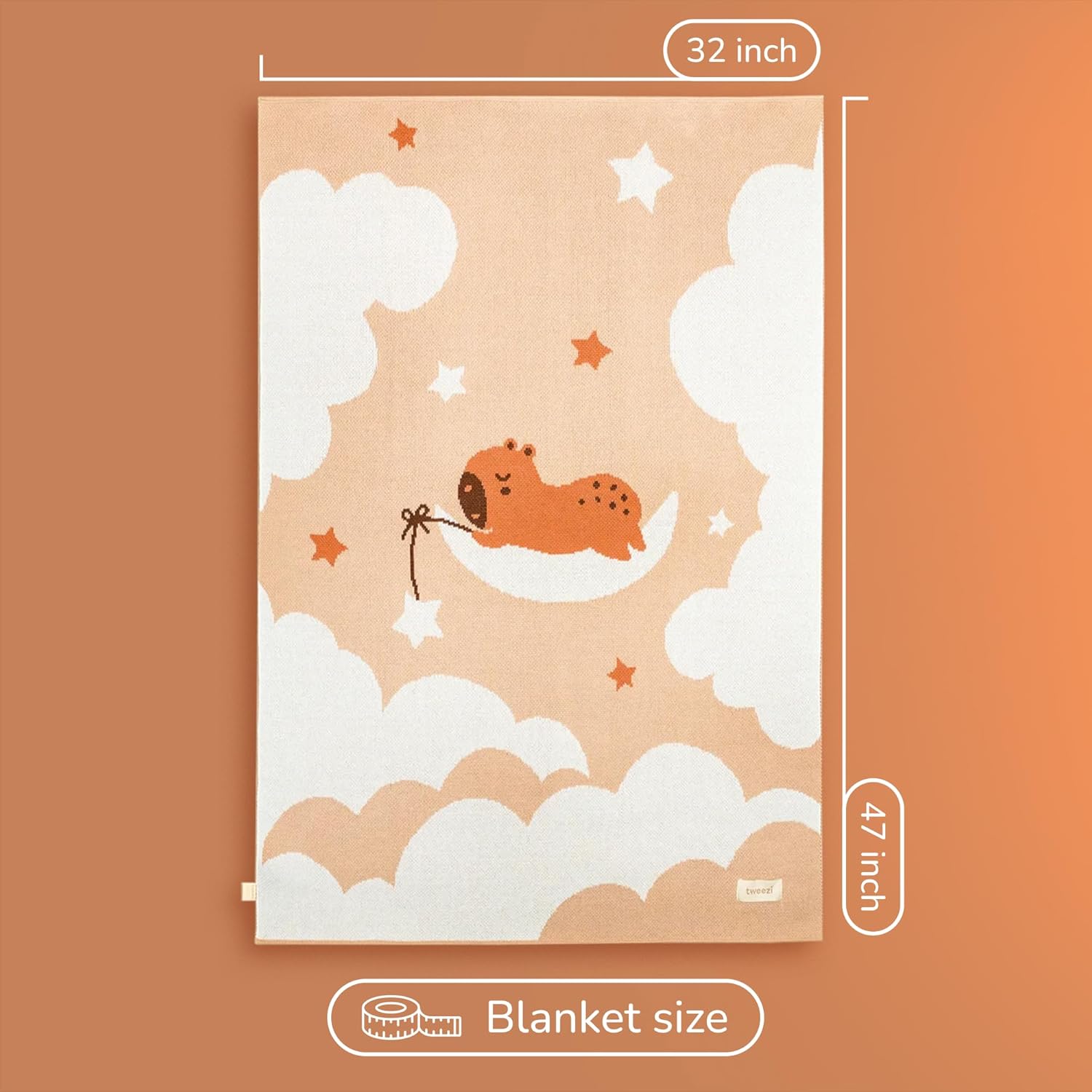 100% Organic Cotton Baby Blanket – Soft Knitted Breathable Swaddle Blanket for Crib & Stroller - Newborns, Infants & Toddlers – Hypoallergenic High Density Cotton Knit, 47x32 in (Capybara)