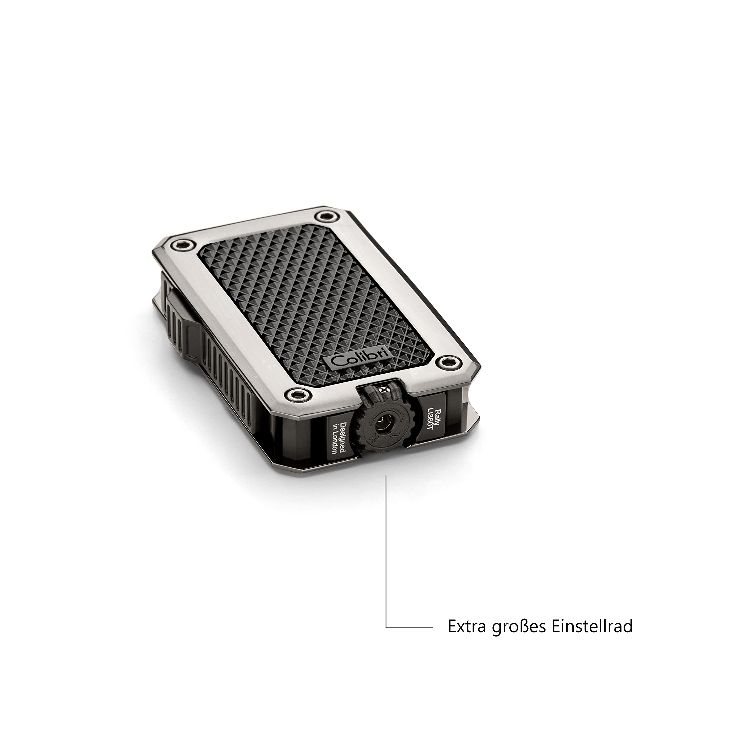 Mechero-Encendedor Colibri-Rally-en metal -llama Jet a prueba de viento, para cigarrillos y puros.Recargable. Funciona con gas butano(no incluido). Se envía en estuche de regalo. Dos años de garantía.