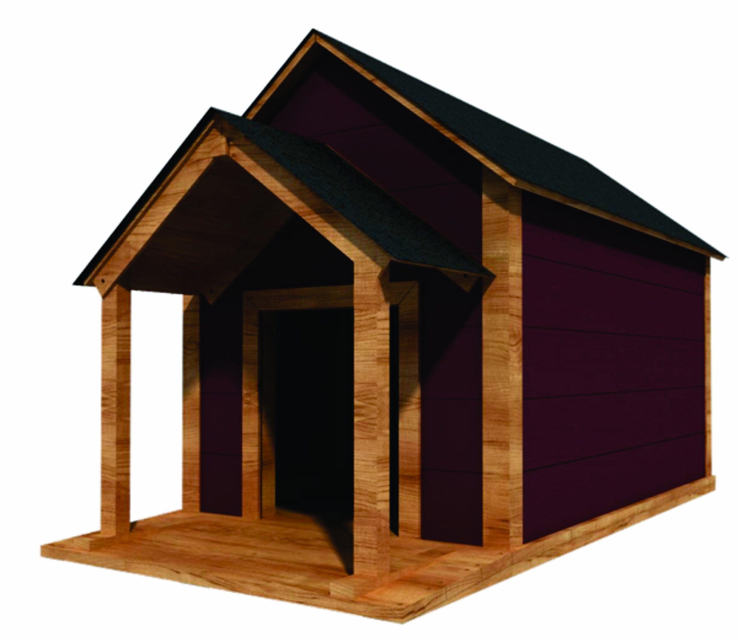 36" x 60" Dog House Plans - Gable Roof - Pet Size Up To 100 lbs - Large Dog - 02