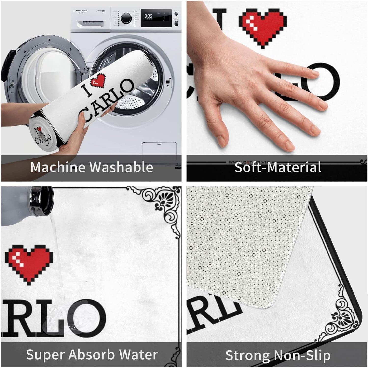 Plain Doormat for Crafts I Love Carlo Doormat Welcome Mats Funny Desk Floor Mat (Color : Colour, Size : 65X90CM)