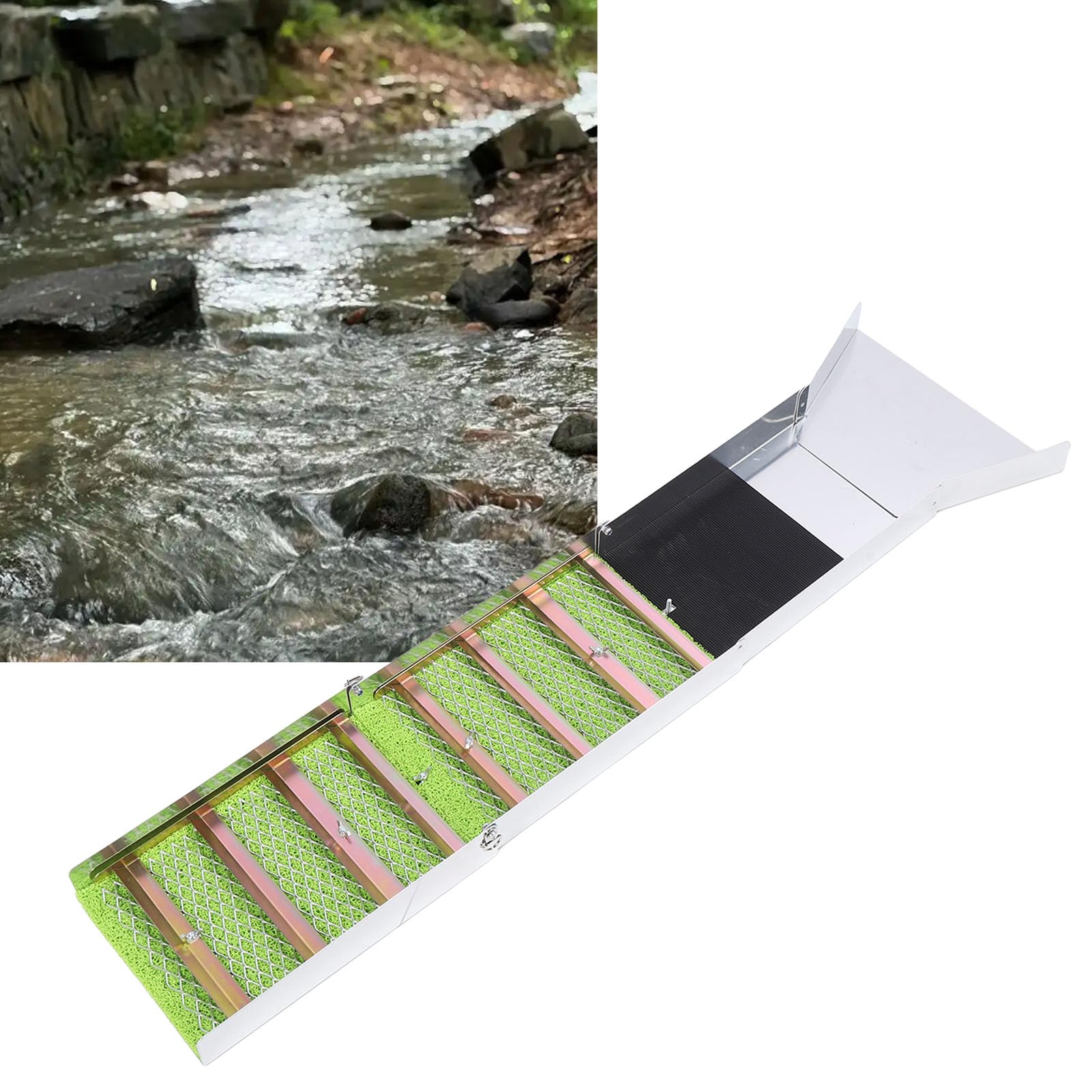 Scatola di Chiusura Pieghevole 50 Pollici in Lega di Alluminio, Scatola di Chiusura Portatile per Estrazione 'oro, Prospezione 'oro per Fiume, Ricerca 'oro Dragaggio