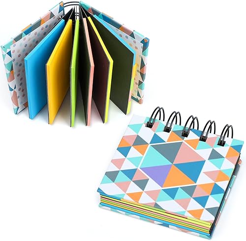 2 juegos de almohadillas autoadhesivas de colores con combinación de papel fluorescente, notas adhesivas con encuadernación en espiral, marcadores