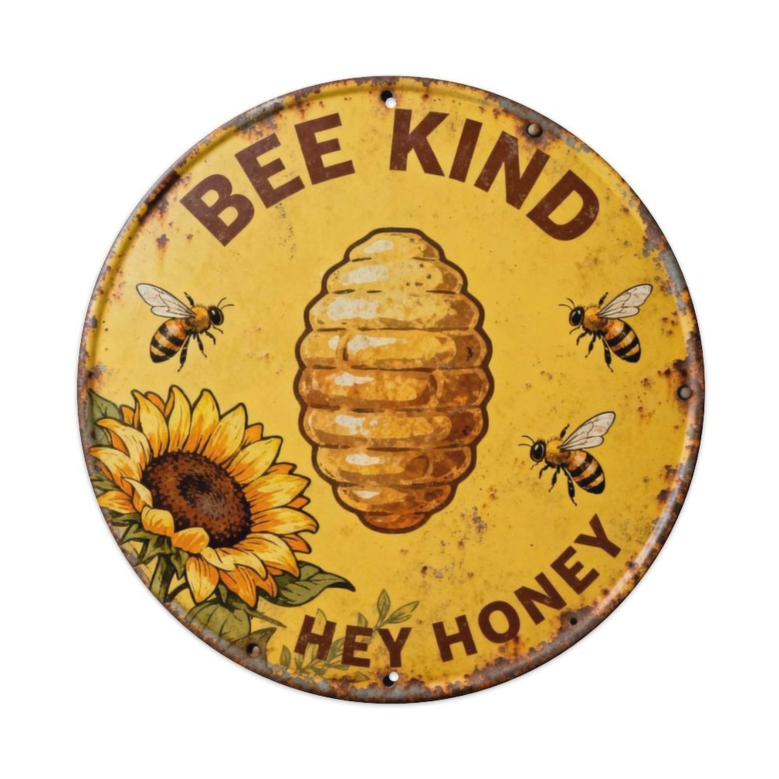 BEE KIND Metal Tin Sign Plaque