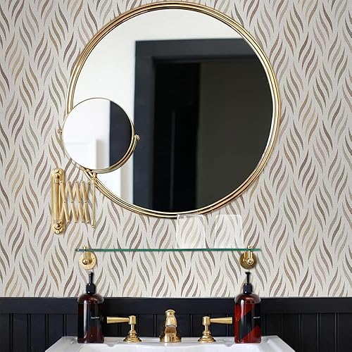 Miniatura 4 de MuralPeel Papel tapiz geométrico bohemio con hojas onduladas para despegar y pegar, moderno, fácil de despegar, papel de contacto vintage,