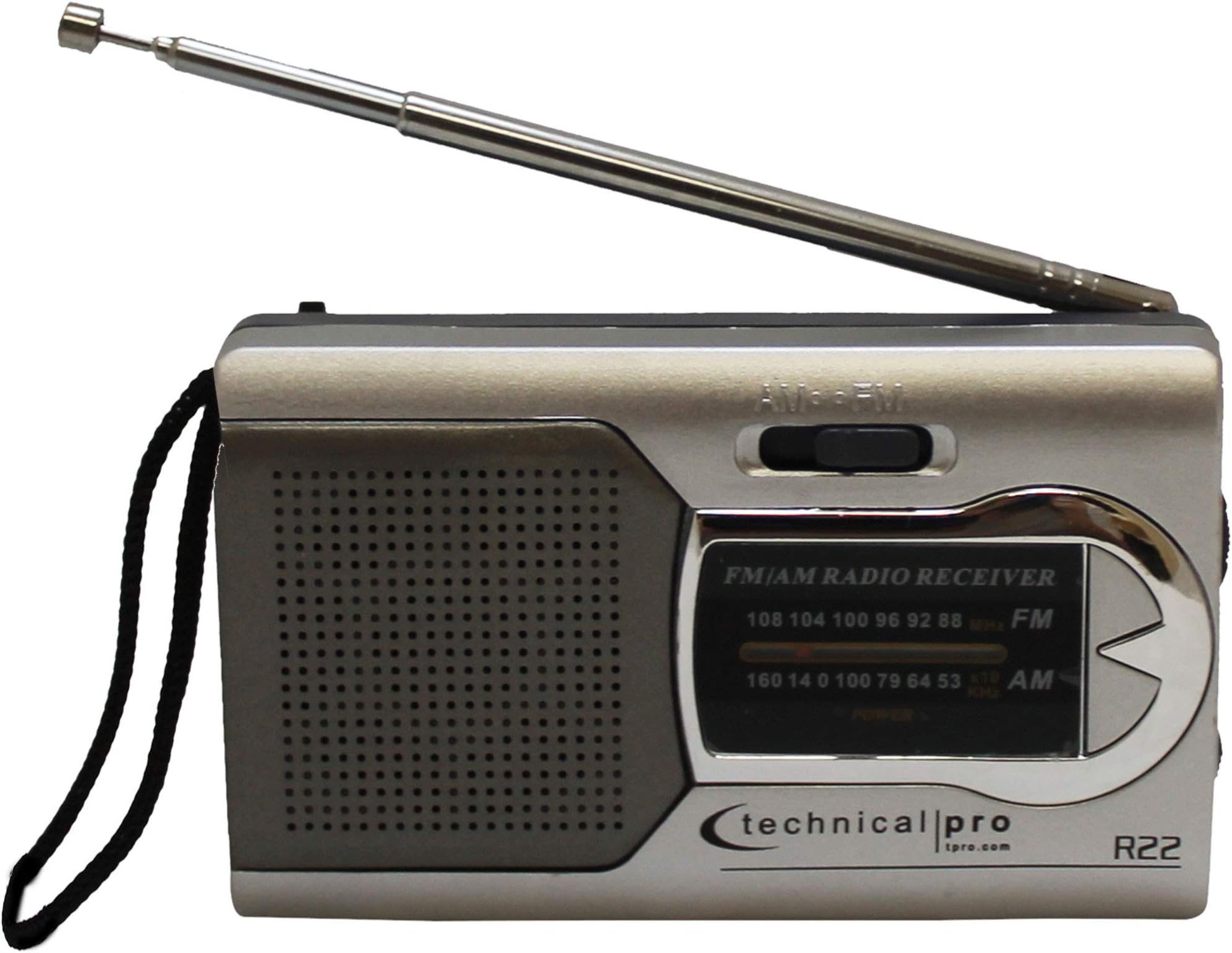 Technical Pro AM FM Radio Portable Speaker, Battery-Powered Handheld Radio w/ Speaker Manual Tuner, Headphone Jack, Integrated Speaker, Adjustable Antenna, Durable Design for Home and Outdoor