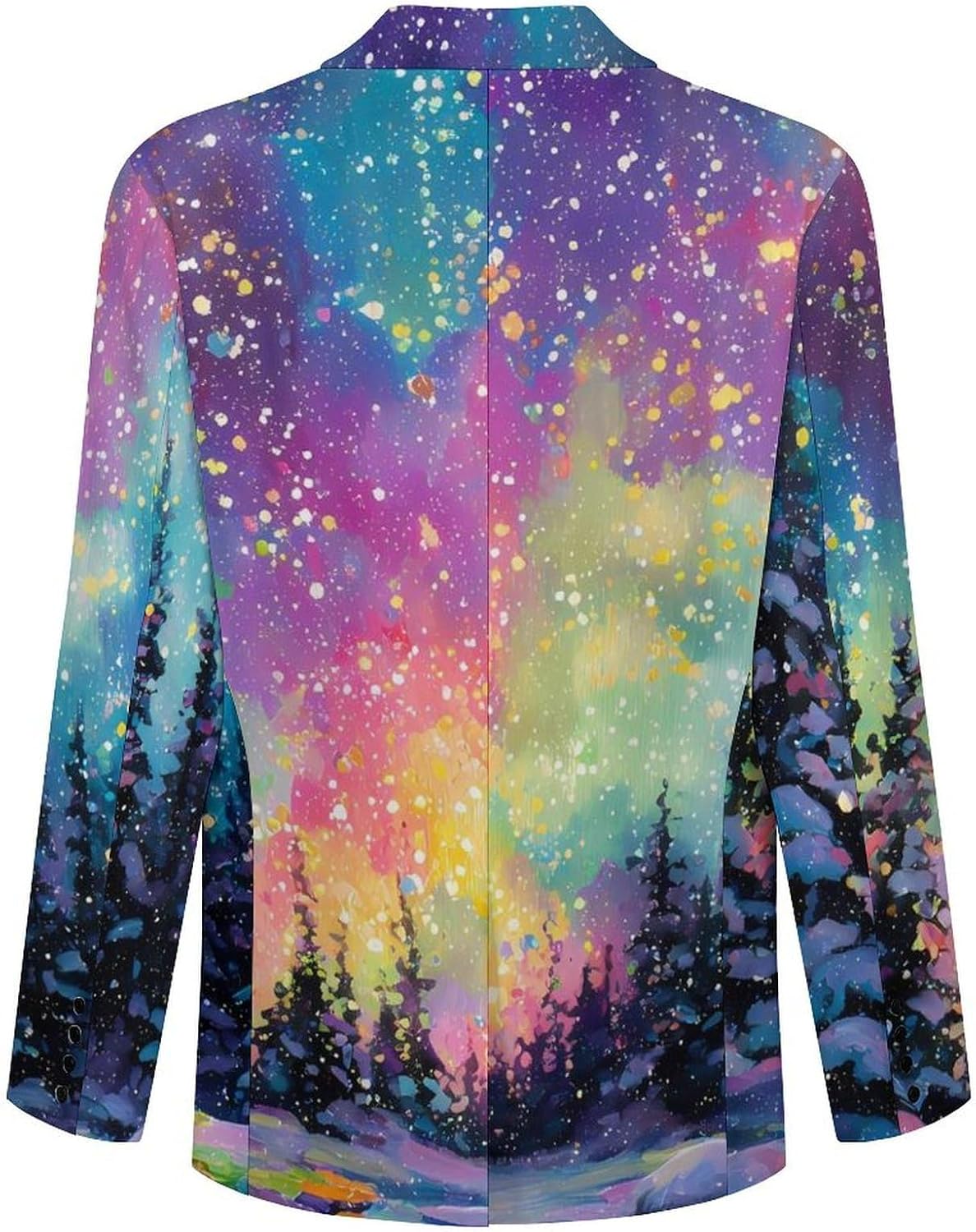 Colorful Auroras Borealis Snowy Mens Blazer Jacket Business Casual Suit Sport Coats Wedding Party Tuxedo
