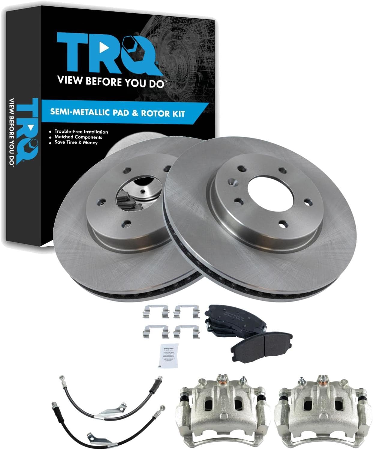 TRQ Front Brake Pad & Rotor Kit Semi-Metallic Compatible with 2012-2013 Chevrolet Captiva Sport 2007-2009 Equinox Pontiac Torrent 2008-2010 Saturn Vue Suzuki XL-7
