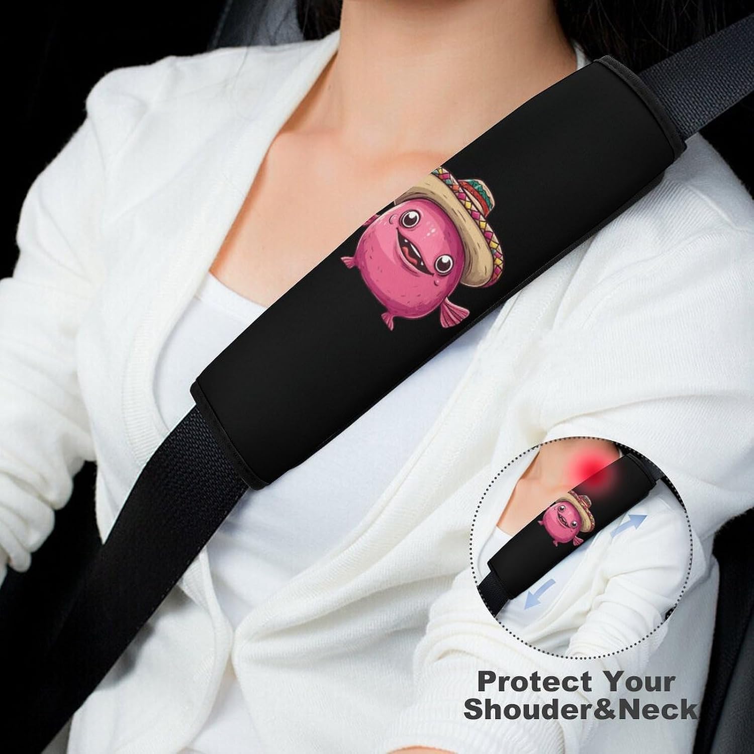 Blobfish Deep Sea Fish Car Seat Strap Covers Soft Seat Strap Shoulder Pads Seatbelt Covers for All Car Seats 1PCS