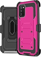 Vista 8 de Funda diseñada para Samsung Galaxy A02S, con protector de pantalla integrado, soporte giratorio con clip para cinturón, funda protectora de cuerpo