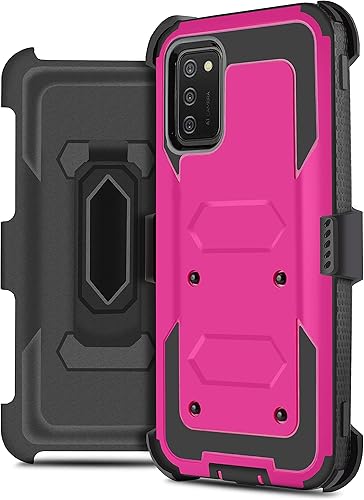Miniatura 8 de Funda diseñada para Samsung Galaxy A02S, con protector de pantalla integrado, soporte giratorio con clip para cinturón, funda protectora de cuerpo