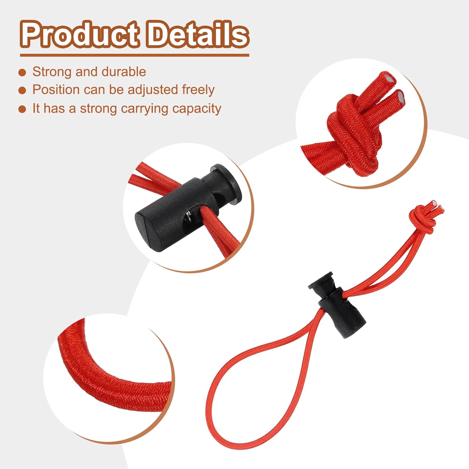 HARFINGTON 10pcs Elastic Cable Tie 5.9" Multipurpose Extra Thick Cable Organizer Adjustable Cable Strap Toggle Tie Reusable Tangle for Home Office Travel, Red