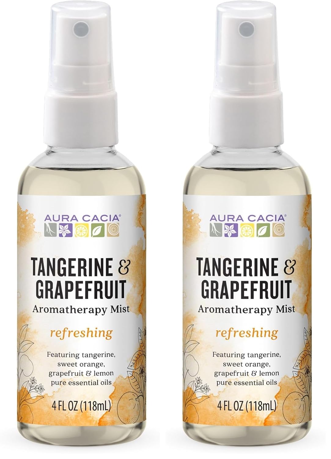 Aura Cacia Tangerine & Grapefruit Aromatherapy Mist 4 fl. oz. (Pack of 2)