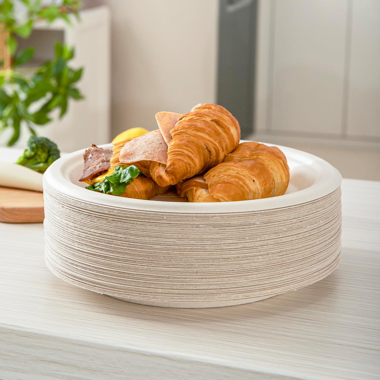 Disposable Plates Bundle: 125 Count 10-Inch and 125 Count 6-Inch Compostable Paper Plates