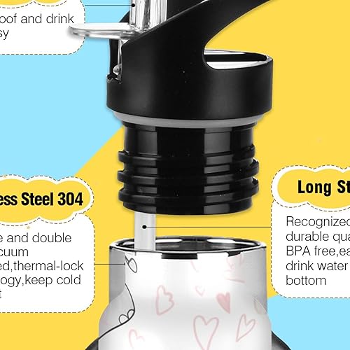 Miniatura 3 de Kids Water Bottle Leakproof Kids Insulated Water Bottle 20oz, BPA-Free, Cute Elephant Pastel