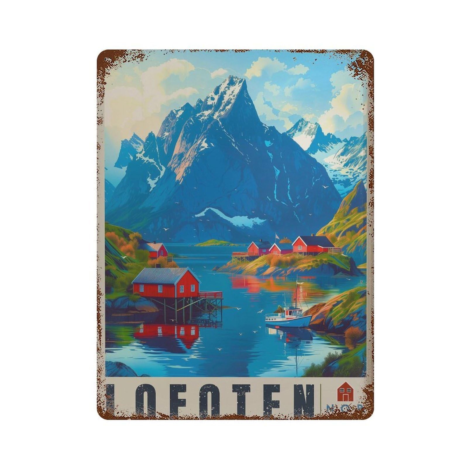 xiaoxiaoshen Lofoten Norway Travel Scandinavian Wall Decor Art Metal Tin Poster Modern Home Decor Art Home Bar Shop Decorations Vintage Sign 40x30cm