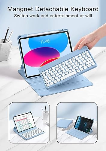 Miniatura 4 de AnMengXinLing Funda vertical de teclado para iPad9iPad8iPad7 de 10.2 pulgadas con mouse, iPad de 987 generación y Air3Pro10.5 con combo de teclado y