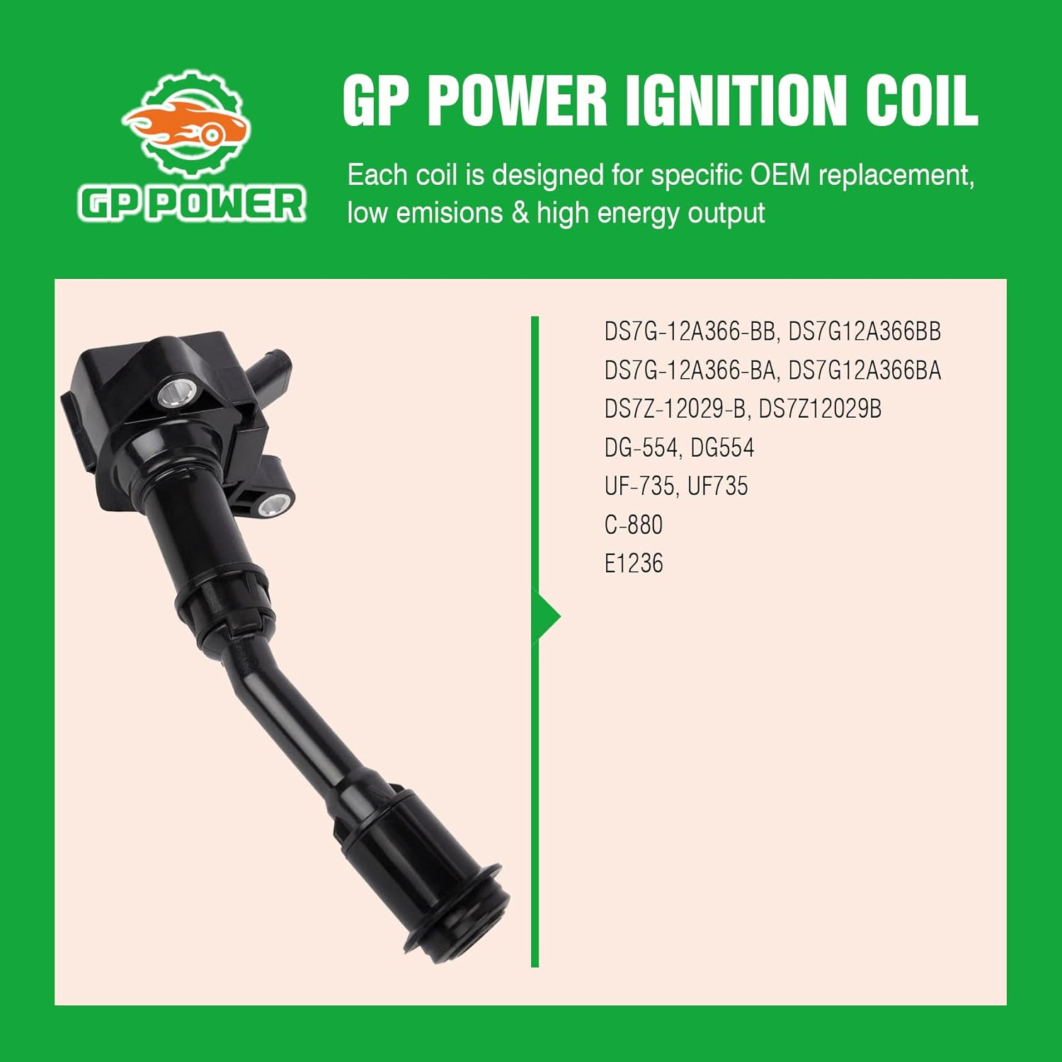 IGNITION COIL DS7G-12A366-BB DS7G12A366BB DG-554 DG554 UF-735 UF735 SET OF 4 COMPATIBLE WITH FORD ESCAPE FUSION 1.5T L4