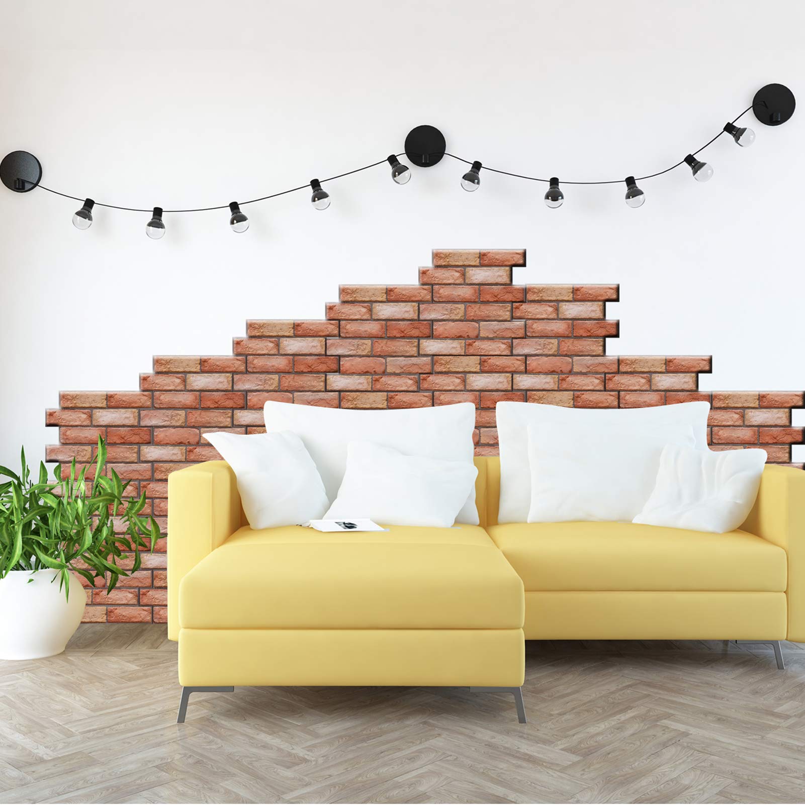 Papier peint autocollant amovible Karlak revêtement mural PVC étanche effet brique (10pcs)
