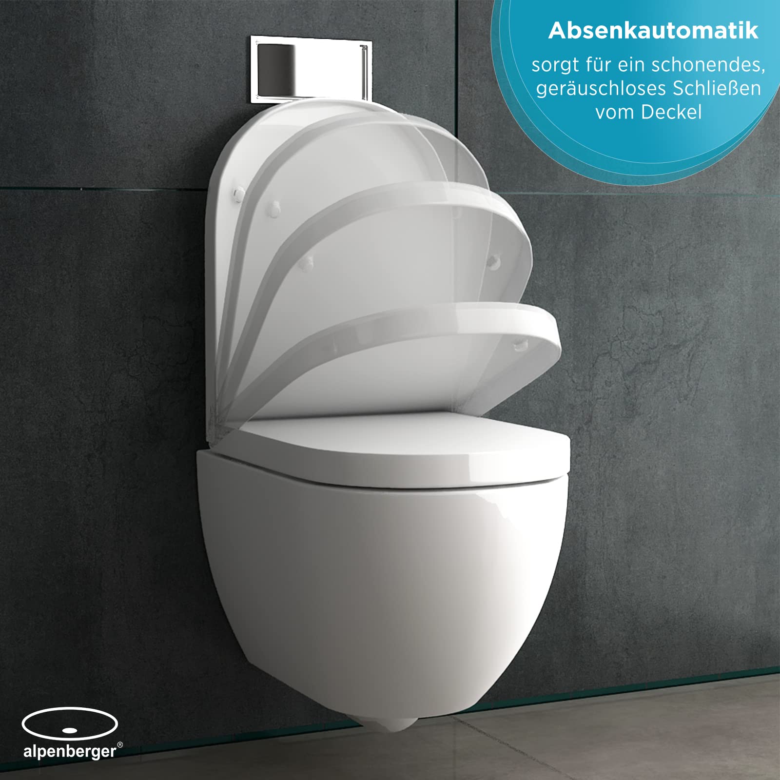 Alpenberger - Inodoro de ducha 2 en 1 con bidé y inodoro con asiento de descenso automático, con función bidé, nanorrevestimiento, efecto loto