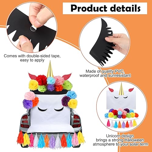 Miniatura 3 de Yuxung Juego de 40 piezas de decoración de unicornio para maletero o golosinas, kit de decoración de tronco de Halloween o golosinas, arco de