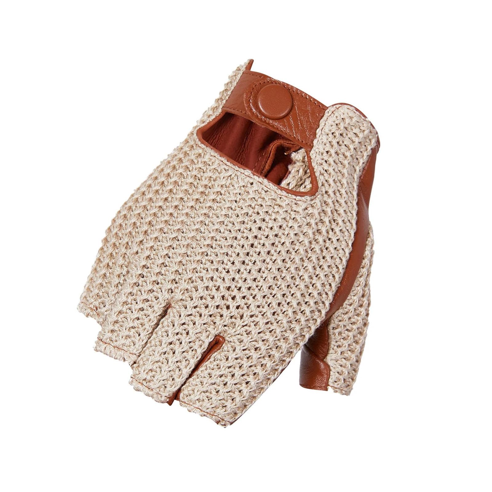 Guantes cortos de cuero para hombre, con cierre a presión, estilo retro